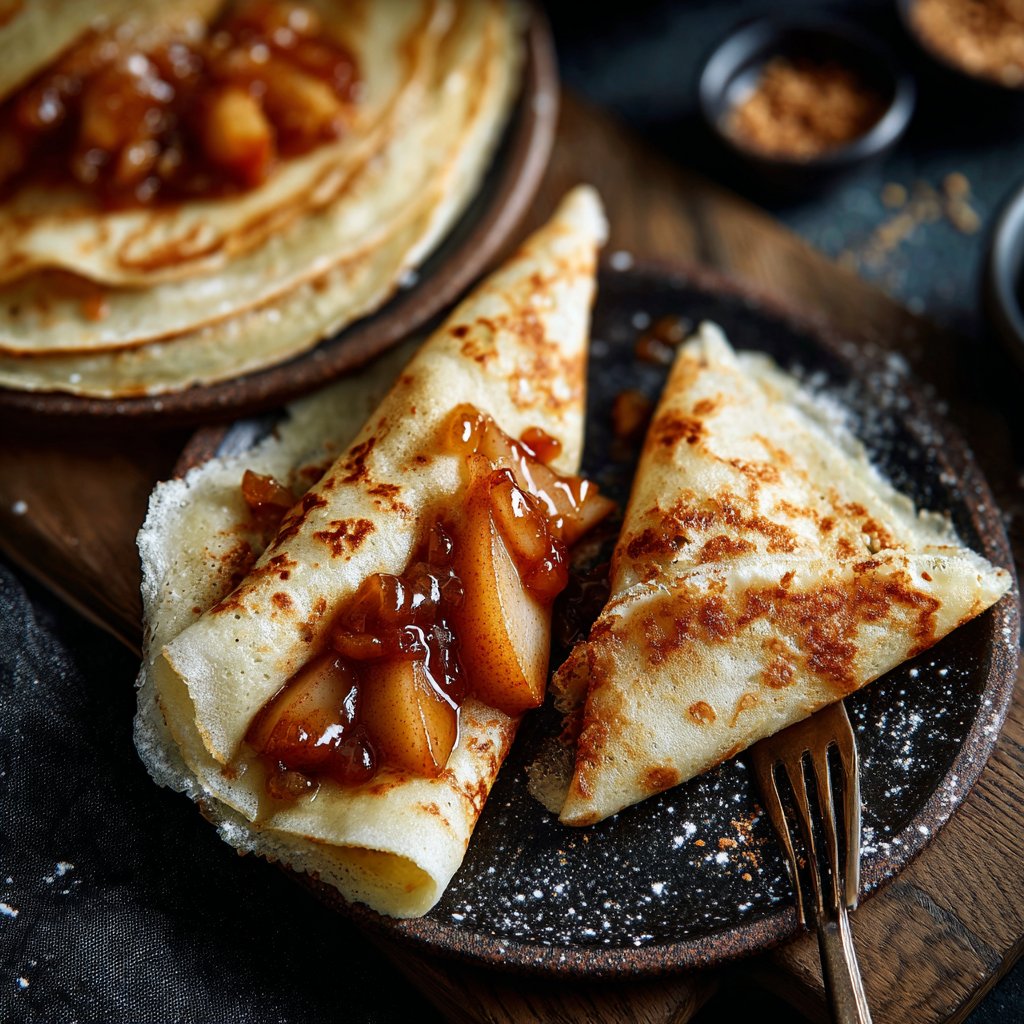 Pfannkuchen mit Birnen und Zimt