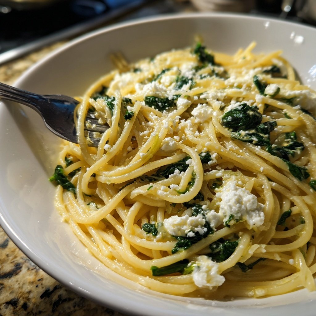 Spaghetti mit Spinat und Ricotta