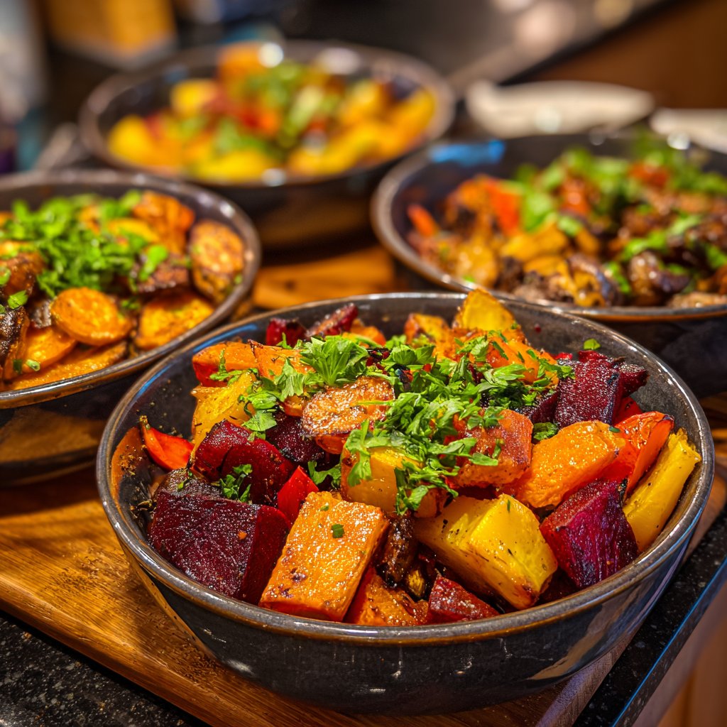 Abendessen mit gebratenem Gemüse