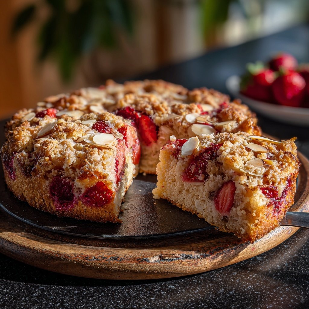 Erdbeer Streuselkuchen Mit Mandeln
