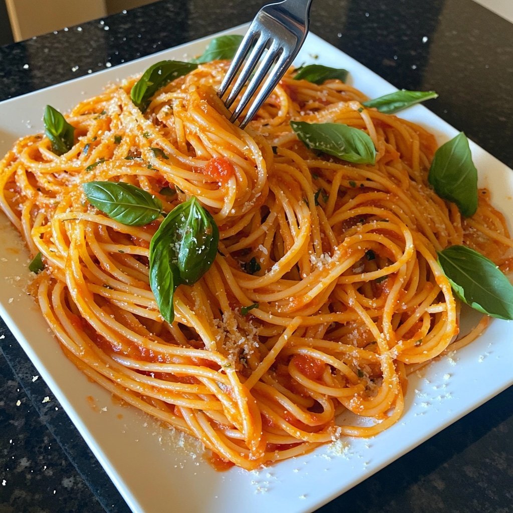 Spaghetti mit Tomaten-Basilikum-Sauce